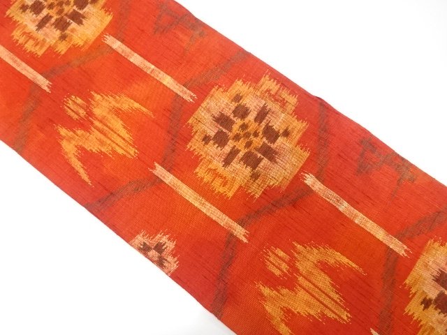 JAPANESE NAGOYA OBI / TSUMUGI / WOVEN ABSTRACT FLOWER / BY JURAKU
